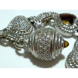 SOLD….Judith Ripka Sterling Turquoise Tiger Eye Bracelet 925 CZ Thailand